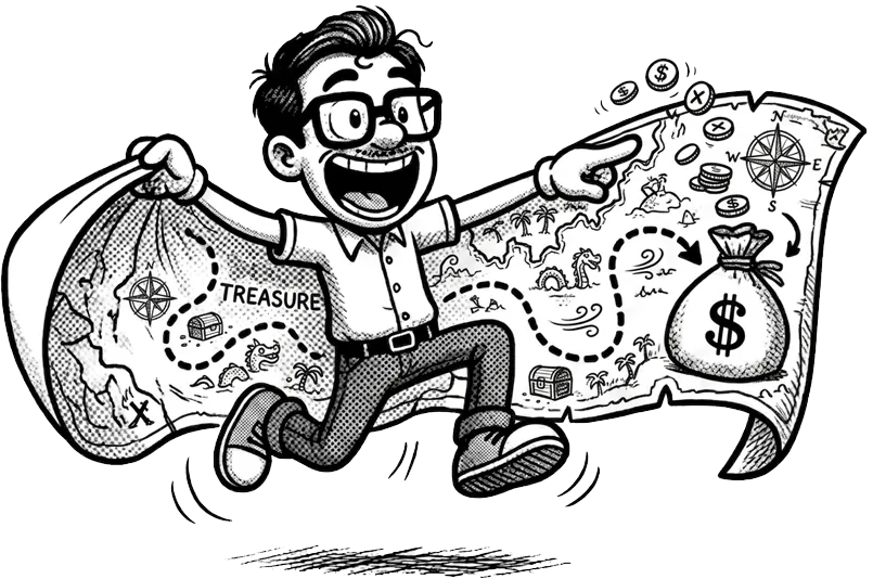 NERD holding a treasure map